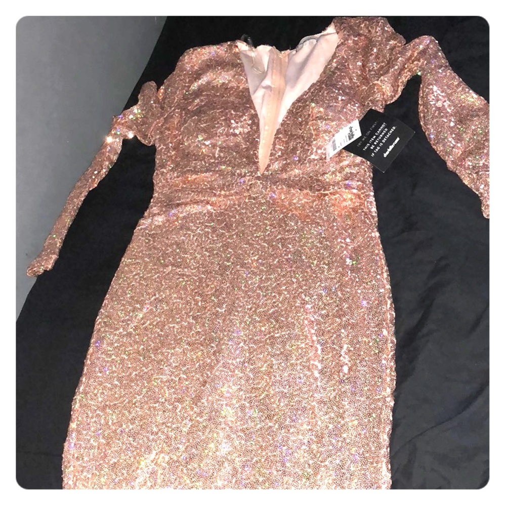 Rose gold sequin short dress